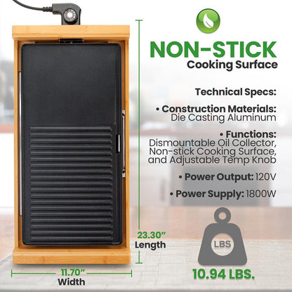 product image number 6 for NutriChef Detachable Electric Bamboo Grill