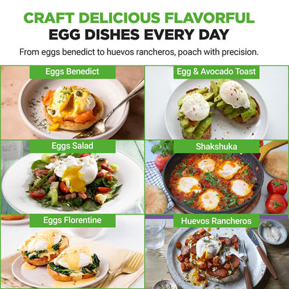 Egg Poacher Set for Perfect Eggs, Stainless Steel, Glass Lid, Silver