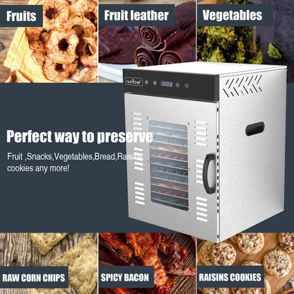 Electric Food Dehydrator 16 Trays Stainless Steel Digital Timer 1500W