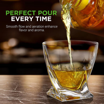 Whiskey Decanter Set - Enhances Flavor - Crystal Glass - Clear