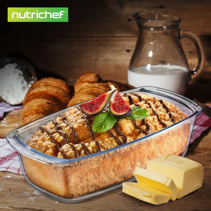 6-Piece Glass Loaf Pan Set - Airtight Lids, Stackable, Oven Safe, Clear