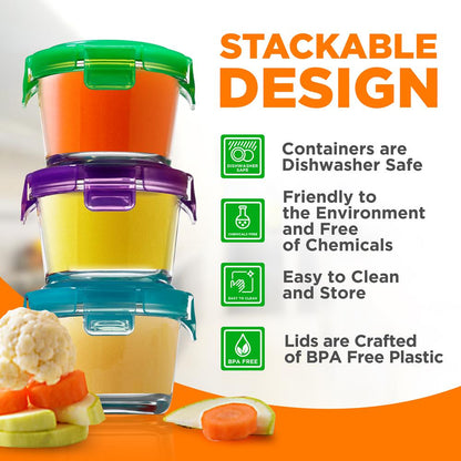 24-Piece Glass Food Storage Set, Airtight, Leak-Proof, Stackable, 4.48oz