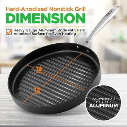 Hard-Anodized Nonstick Grill Pan