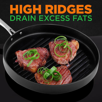 Hard-Anodized Nonstick Grill Pan