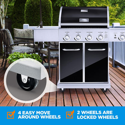 5-Burner Propane Gas Grill, 52,000 BTU, Stainless Steel, Easy Clean