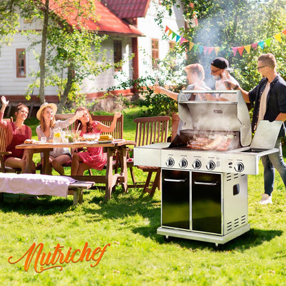 5-Burner Propane Gas Grill, 52,000 BTU, Stainless Steel, Easy Clean