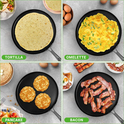 12" Nonstick Crepe Pan, Even Heating, Hard-Anodized, Dishwasher Safe