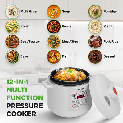 Electric Pressure Cooker 6QT Fast Cooking Digital Display White