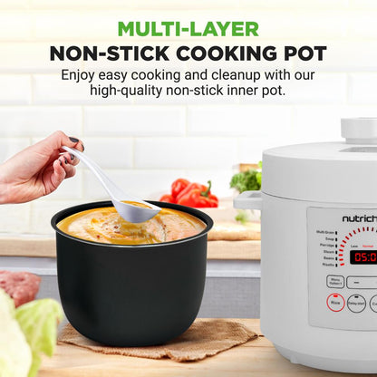 Electric Pressure Cooker 6QT Fast Cooking Digital Display White
