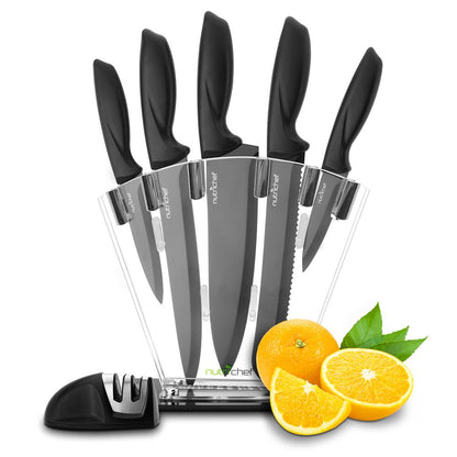 7-Piece Knife Set for Precision Cutting, Stainless Steel, Acrylic Stand