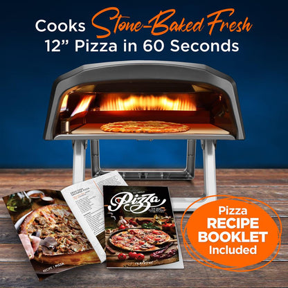 Portable Gas Pizza Oven - 12" Pizza in 60s, Stainless Steel, Easy Setup