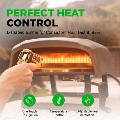 Outdoor Pizza Oven - 1-Min Cook - Rotating Stone - Carbon Steel