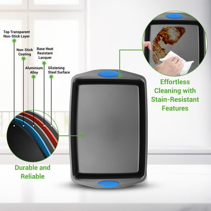 Nonstick Bakeware Set 6-Piece Easy Clean Carbon Steel Gray