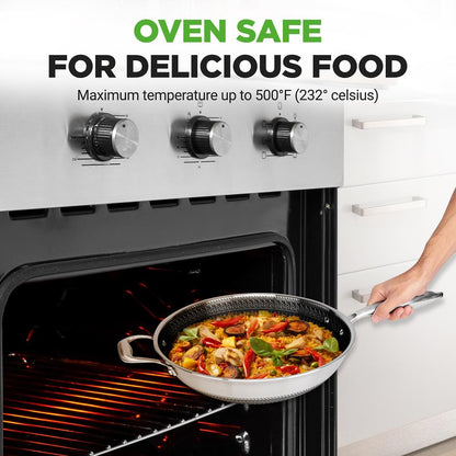 12" Stainless Steel Wok - Quick Heat, Non-Stick, Scratch-Resistant
