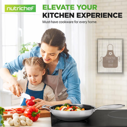 12" Stainless Steel Wok - Quick Heat, Non-Stick, Scratch-Resistant