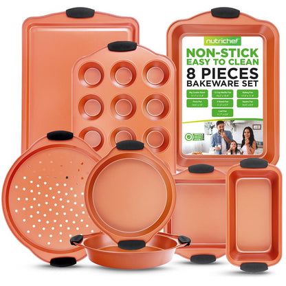 8-Piece Nonstick Bakeware Set, Carbon Steel, Copper Finish