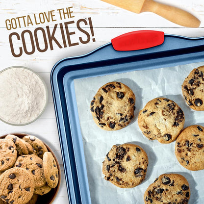 3-Piece Nonstick Cookie Sheets Set, Carbon Steel, Blue