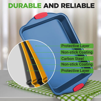 6-Piece Nonstick Bakeware Set, Easy Release Carbon Steel, Blue Coating
