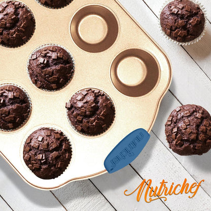 10-Piece Nonstick Bakeware Set - Easy Clean Carbon Steel, Blue Handles