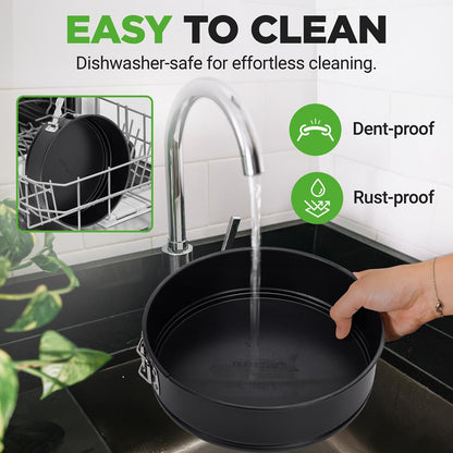 9" Nonstick Springform Cake Pan, Easy Release, Carbon Steel, Black