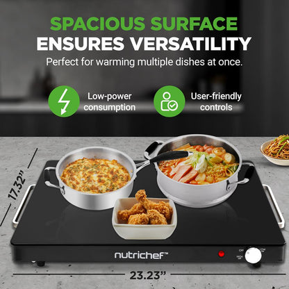 Electric Warming Tray Keeps Food Warm Glass Surface Adjustable Temp