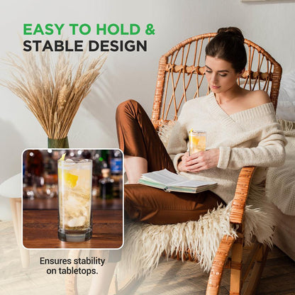 Highball Glasses Set of 2, Durable Crystal, Dishwasher Safe, 14.2 oz