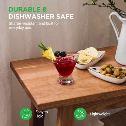 Martini Glasses Set 8.4oz Lead-Free Crystal Dishwasher Safe