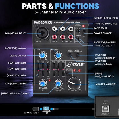 product image number 2 for Pyle Compact Dj Mixer Pro Audio Interface