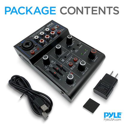 3-Channel Wireless DJ Mixer - Bluetooth 5.0, USB Interface, Phantom Power