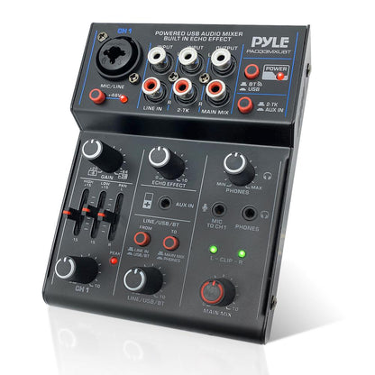3-Channel Wireless DJ Mixer - Bluetooth 5.0, USB Interface, Phantom Power