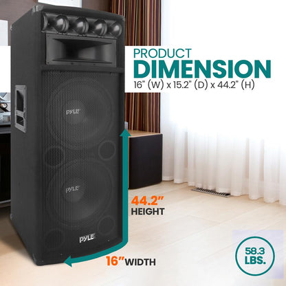 Portable PA Speaker System 1600W Dual 12" Woofers MDF Construction
