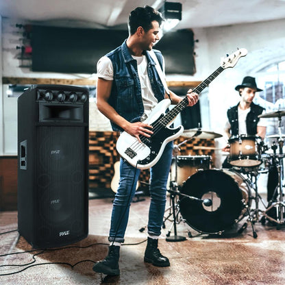 Portable PA Speaker System 1600W Dual 12" Woofers MDF Construction