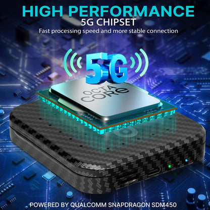 Boîtier CarPlay sans fil Android Auto, 4K HD, 4 Go de RAM, 64 Go de stockage 