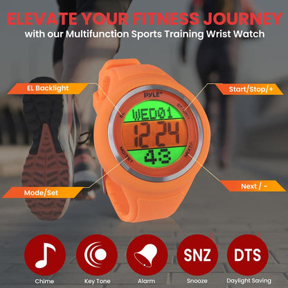 Multi-Function Sports Watch, Accurate 3D Sensor, Removable Face, Orange