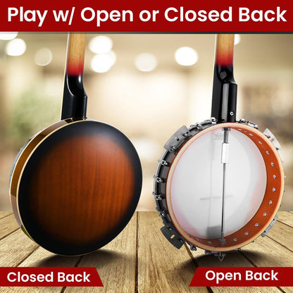 5-String Banjo Kit, Rich Sound, Remo Head, Sapele Resonator, Sunburst