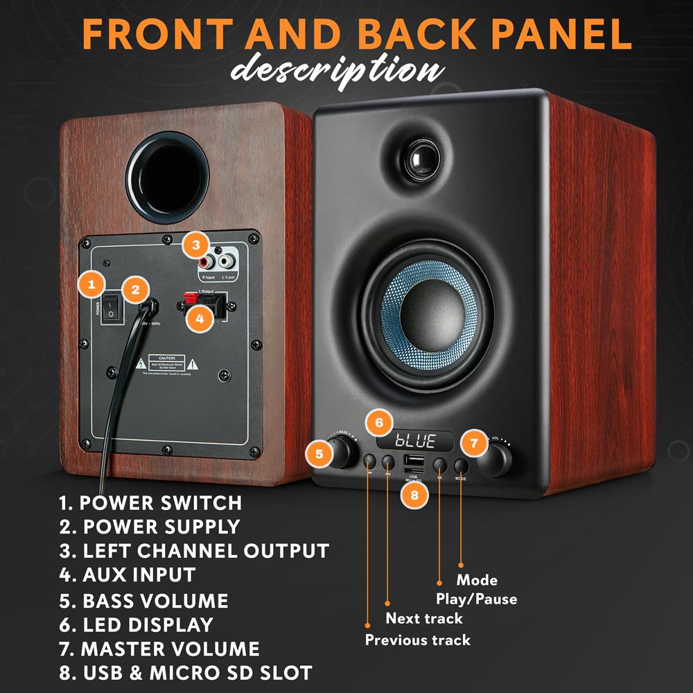 product image number 2 for Pyle Hi-Fi Home Bookshelf Monitor Speakers