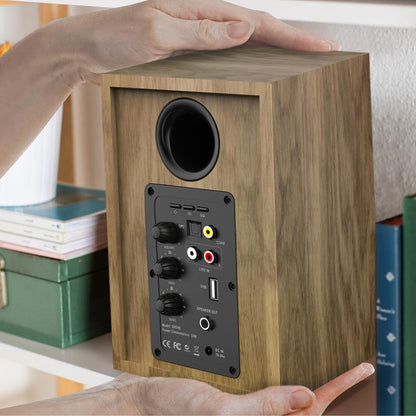 Bluetooth Bookshelf Speakers Hi-Fi Sound 60W MDF Wood