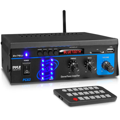 Mini Bluetooth Stereo Amplifier - 150W Power, RCA Input, Blue LED Display