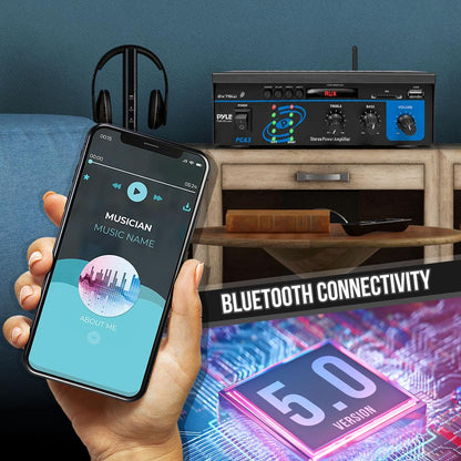 Mini Bluetooth Stereo Amplifier - 150W Power, RCA Input, Blue LED Display