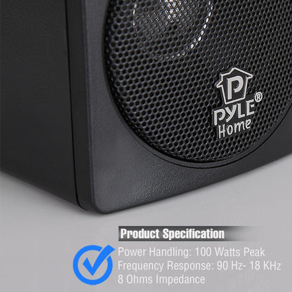Mini Cube Bookshelf Speakers 100W 3" Paper Cone Driver Pair
