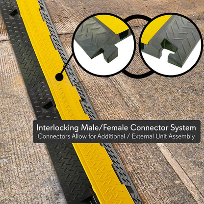 Cable Protector Ramp 33000lbs Support 3-Channel Yellow Flip-Open Cover