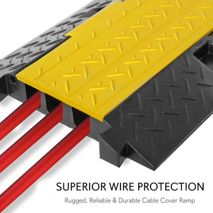 Cable Protector Ramp 33000lbs Support 3-Channel Yellow Flip-Open Cover