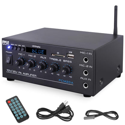 40W Compact PA Amplifier with Mic Inputs and Bluetooth