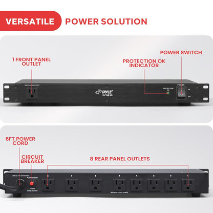 Rack Mount Surge Protector with Noise Filter & 9 Outlets
