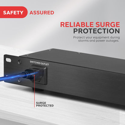 Rack Mount Surge Protector with Noise Filter & 9 Outlets