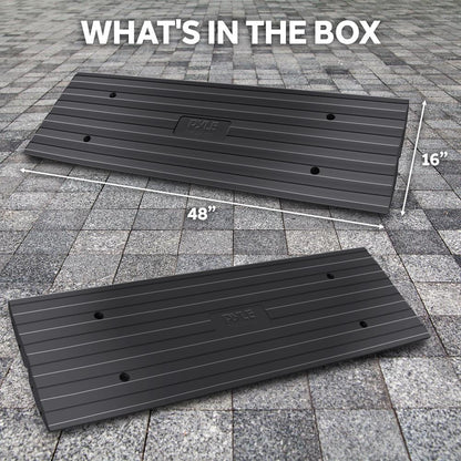 Driveway Curb Ramps 11,000lb Capacity Heavy Duty Rubber 4ft 2pc Set