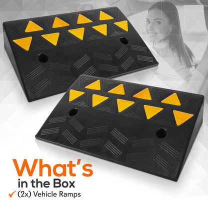 Heavy-Duty Curbside Ramp Set, 55,000 lbs Capacity, Yellow Reflective