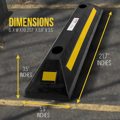Garage Vehicle Stopper, Parking Safety, Heavy-Duty Rubber, Yellow Strip
