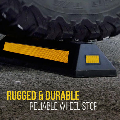 Garage Vehicle Stopper, Parking Safety, Heavy-Duty Rubber, Yellow Strip