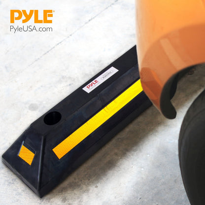 Garage Vehicle Stopper, Parking Safety, Heavy-Duty Rubber, Yellow Strip